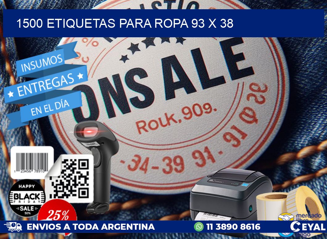 1500 ETIQUETAS PARA ROPA 93 x 38