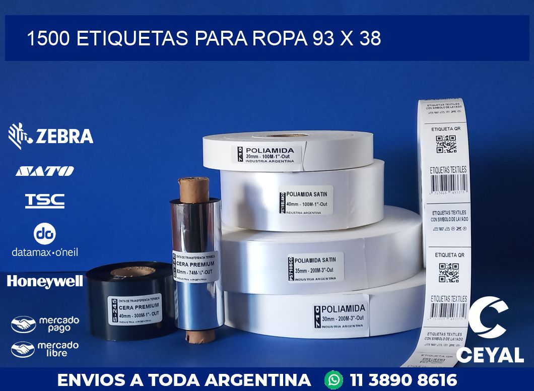 1500 ETIQUETAS PARA ROPA 93 x 38