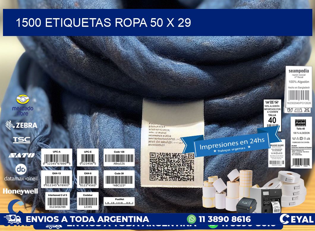 1500 ETIQUETAS ROPA 50 x 29