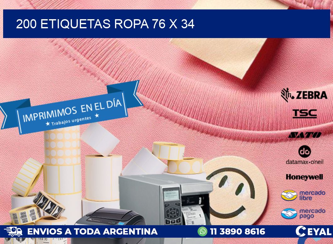 200 ETIQUETAS ROPA 76 x 34