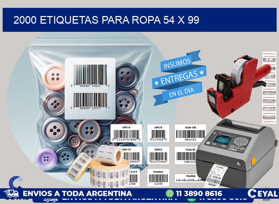 2000 ETIQUETAS PARA ROPA 54 x 99