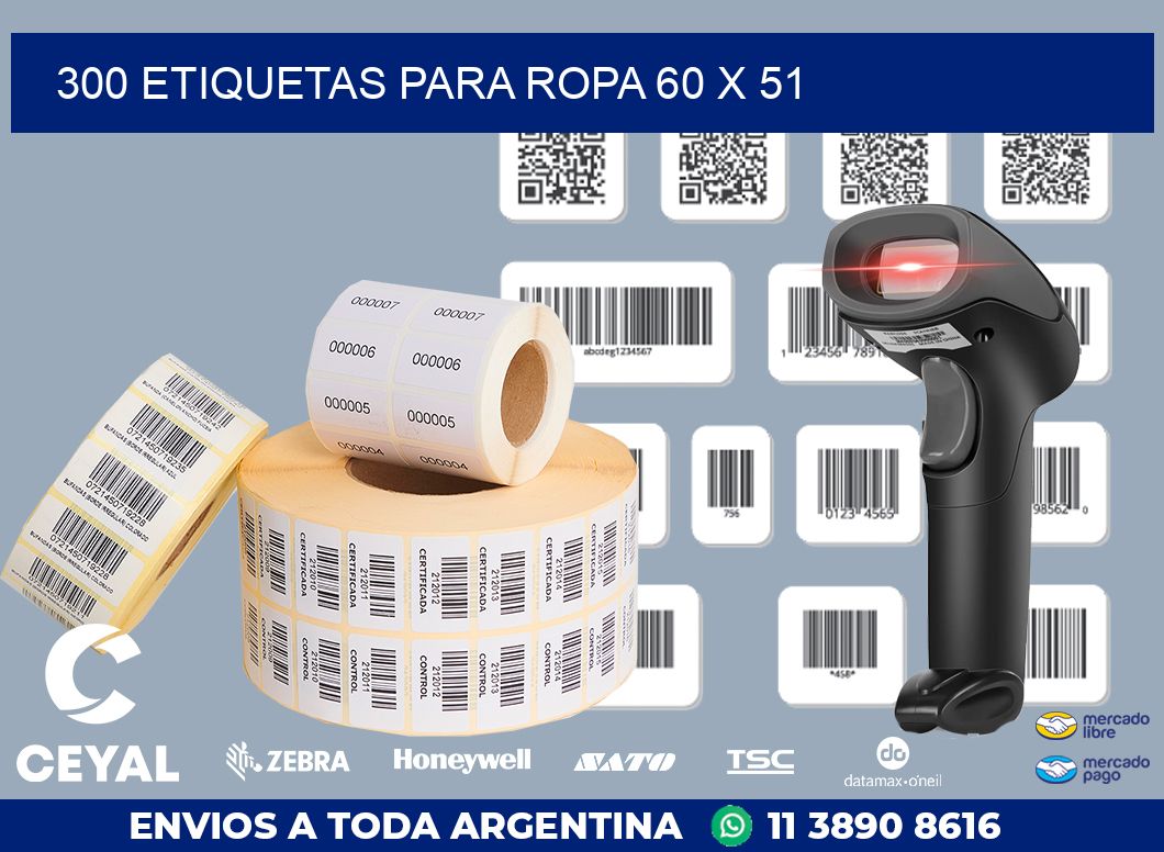 300 ETIQUETAS PARA ROPA 60 x 51