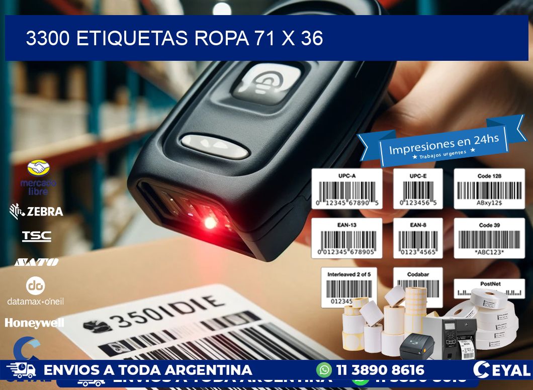 3300 ETIQUETAS ROPA 71 x 36