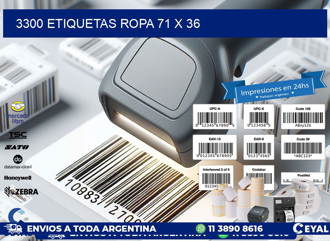 3300 ETIQUETAS ROPA 71 x 36
