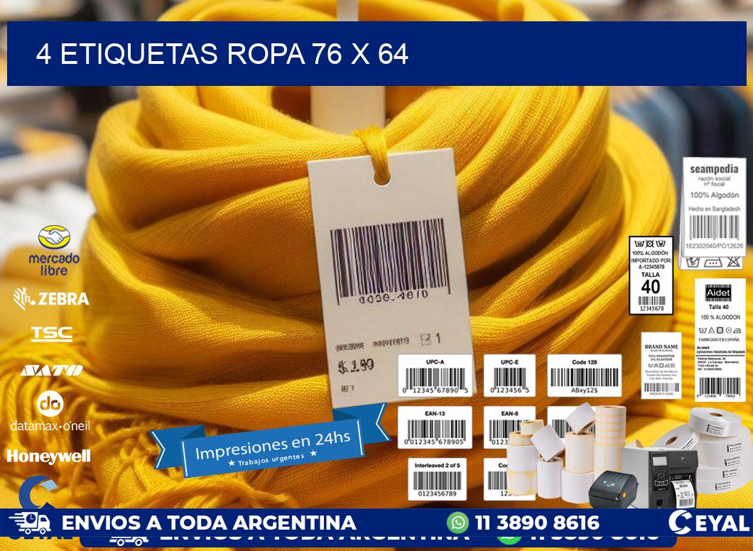 4 ETIQUETAS ROPA 76 x 64