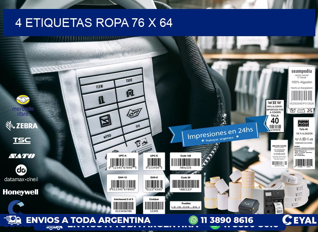 4 ETIQUETAS ROPA 76 x 64