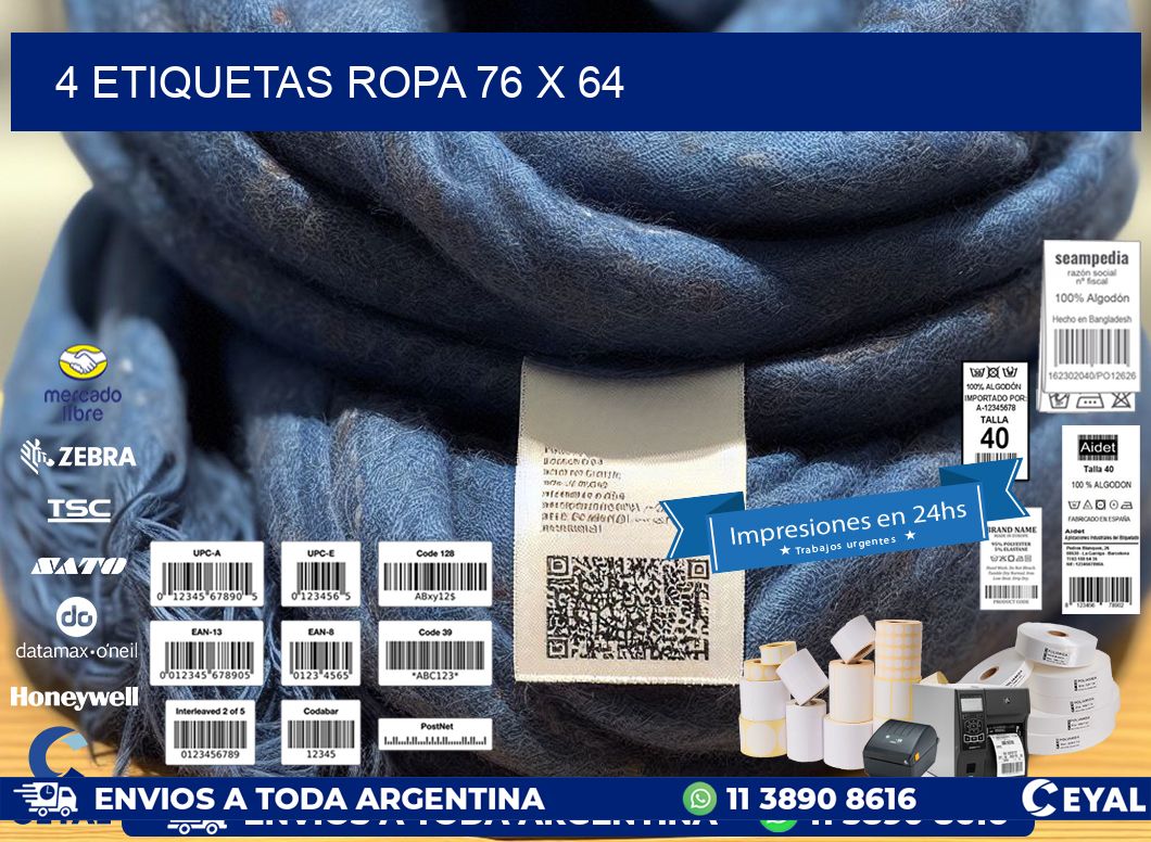 4 ETIQUETAS ROPA 76 x 64