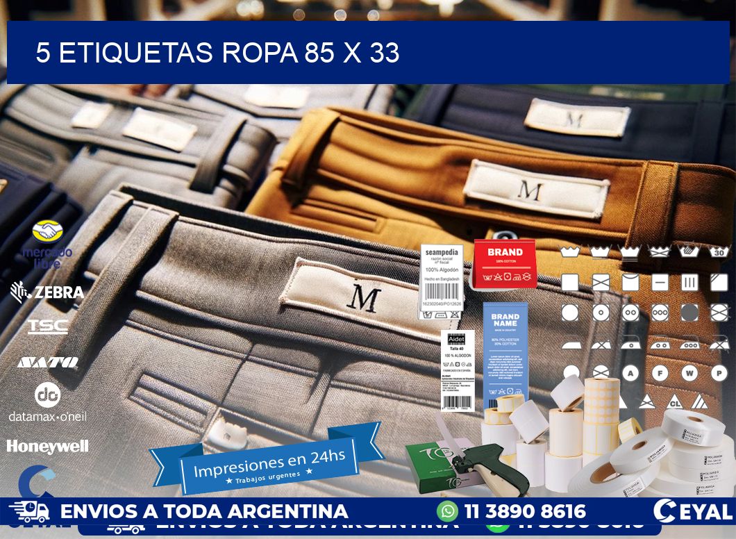 5 ETIQUETAS ROPA 85 x 33