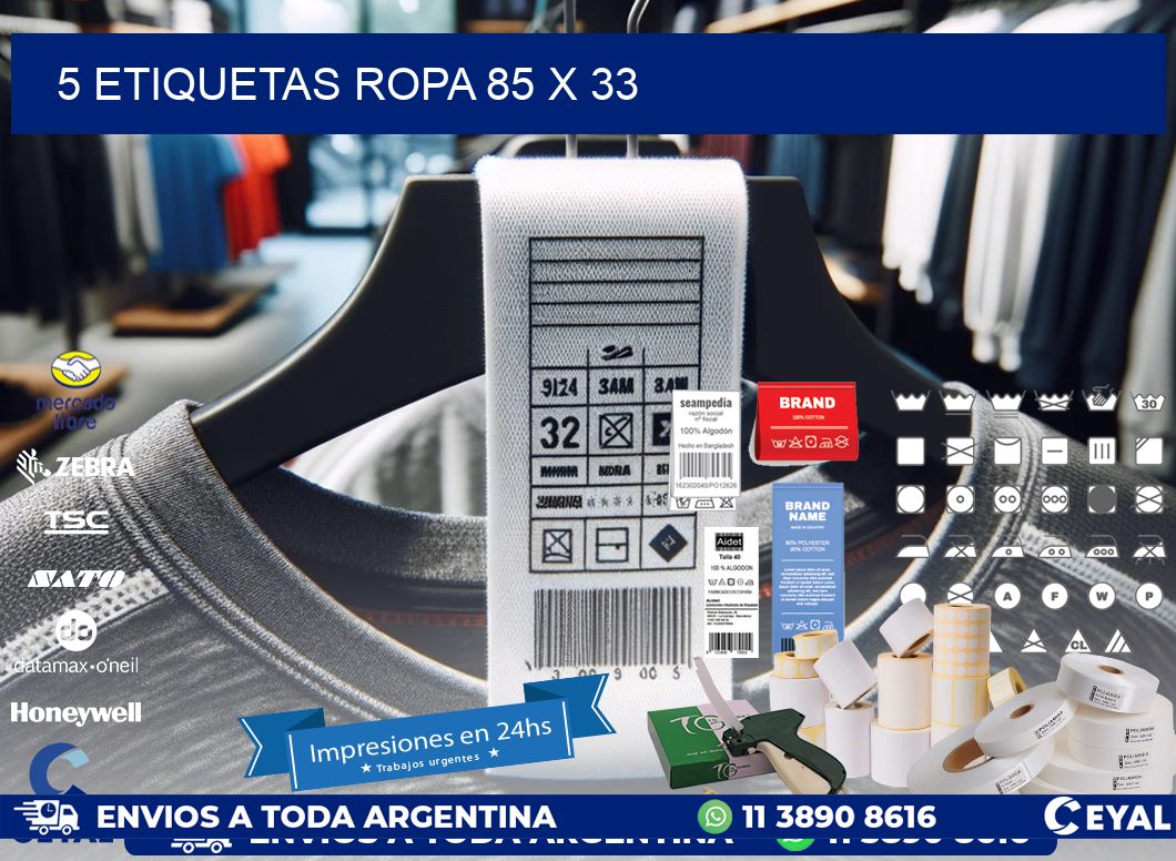 5 ETIQUETAS ROPA 85 x 33