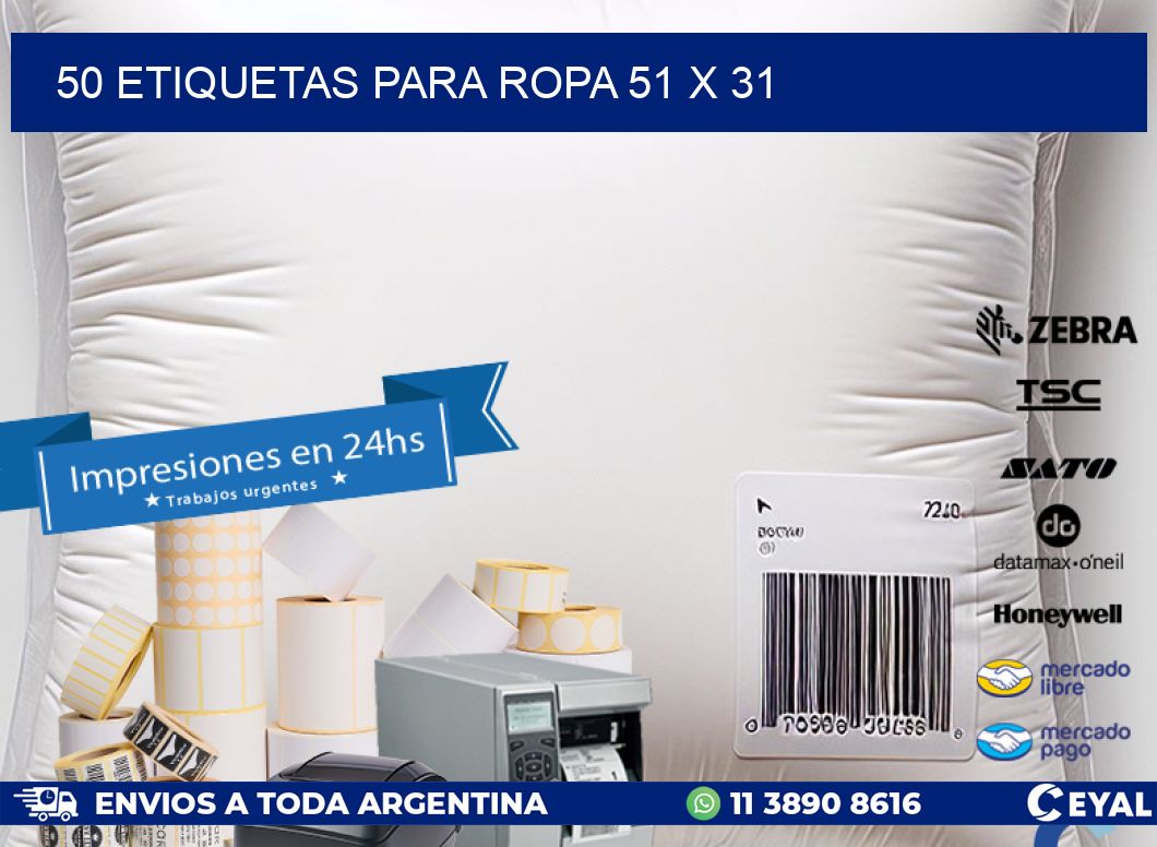 50 ETIQUETAS PARA ROPA 51 x 31