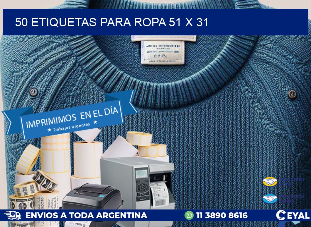 50 ETIQUETAS PARA ROPA 51 x 31