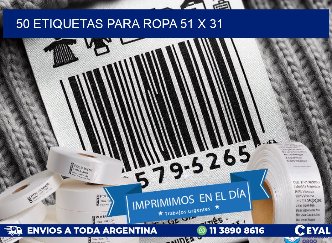 50 ETIQUETAS PARA ROPA 51 x 31