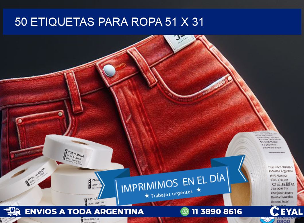 50 ETIQUETAS PARA ROPA 51 x 31