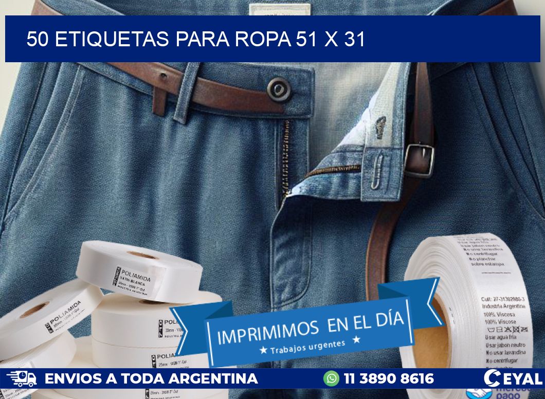 50 ETIQUETAS PARA ROPA 51 x 31