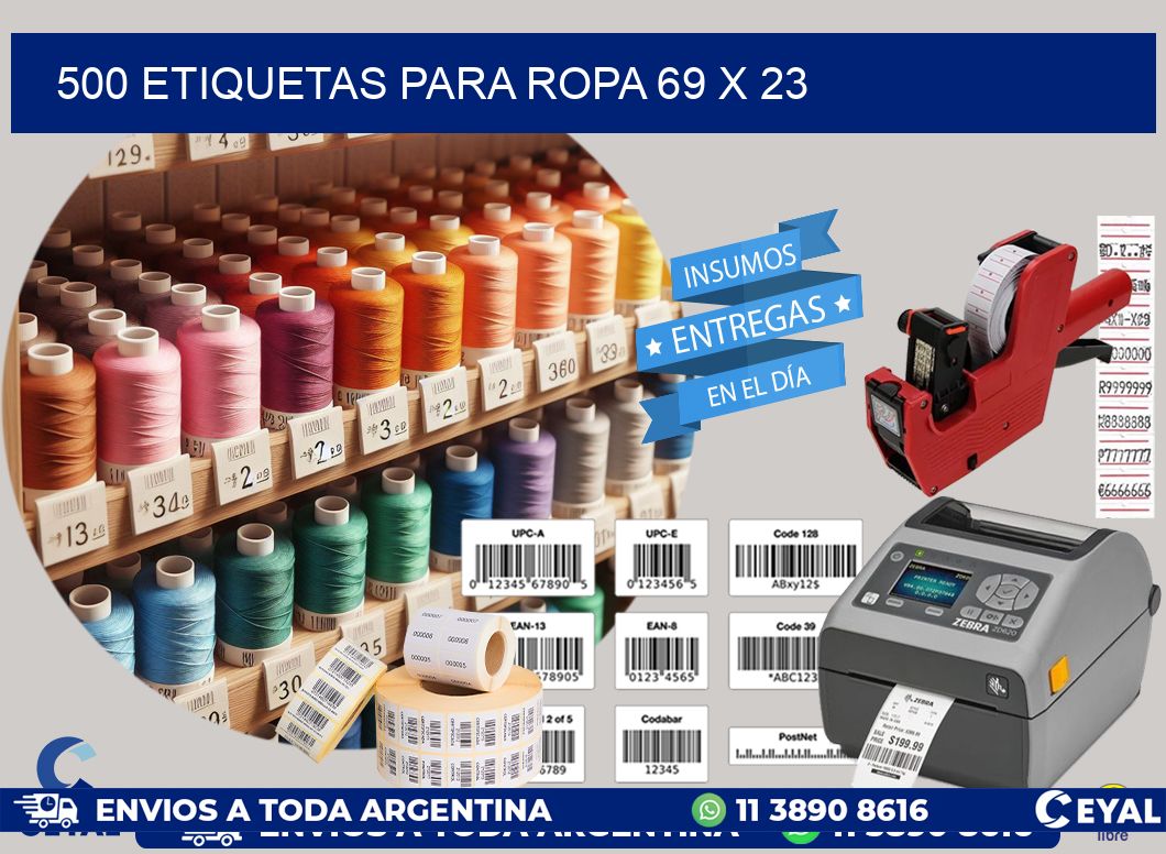 500 ETIQUETAS PARA ROPA 69 x 23