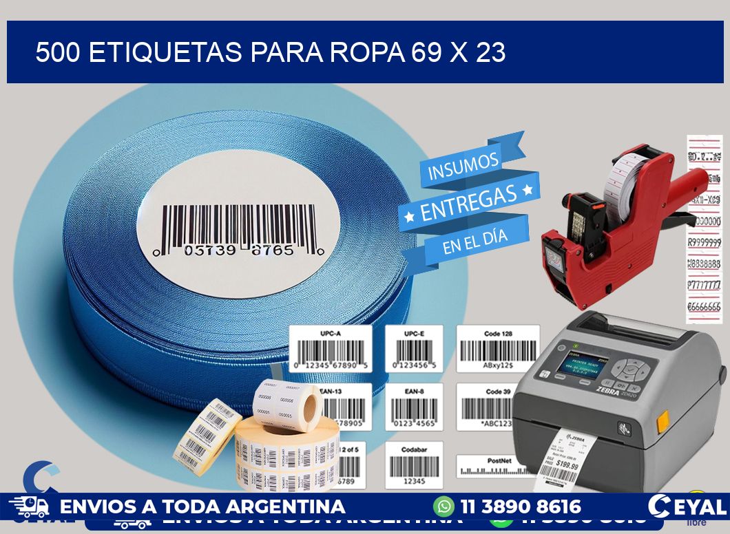500 ETIQUETAS PARA ROPA 69 x 23