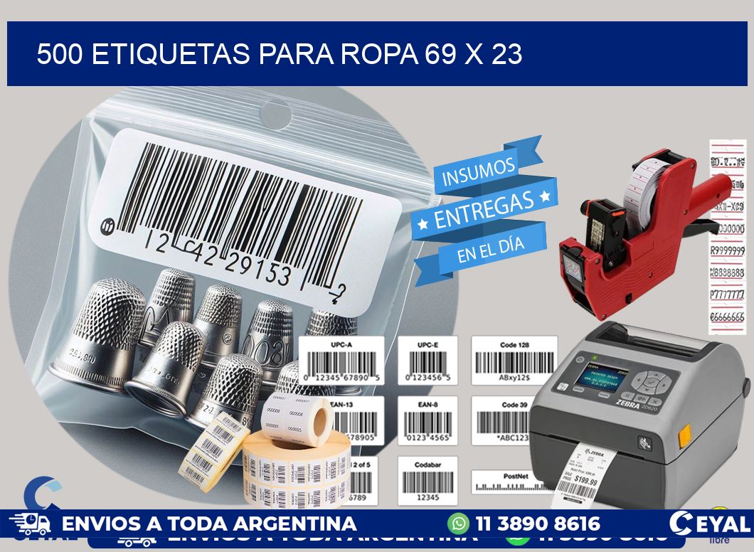 500 ETIQUETAS PARA ROPA 69 x 23