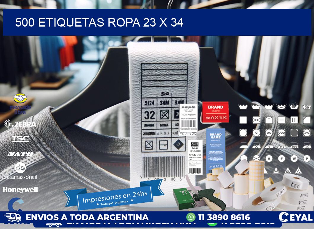 500 ETIQUETAS ROPA 23 x 34