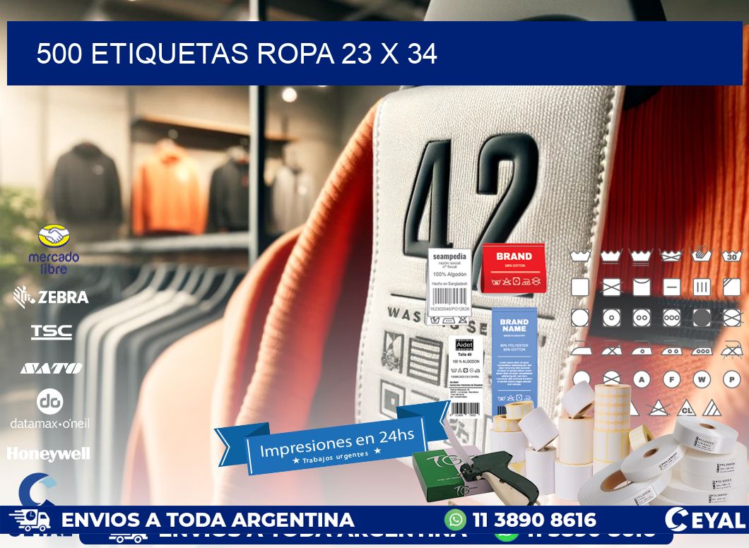 500 ETIQUETAS ROPA 23 x 34