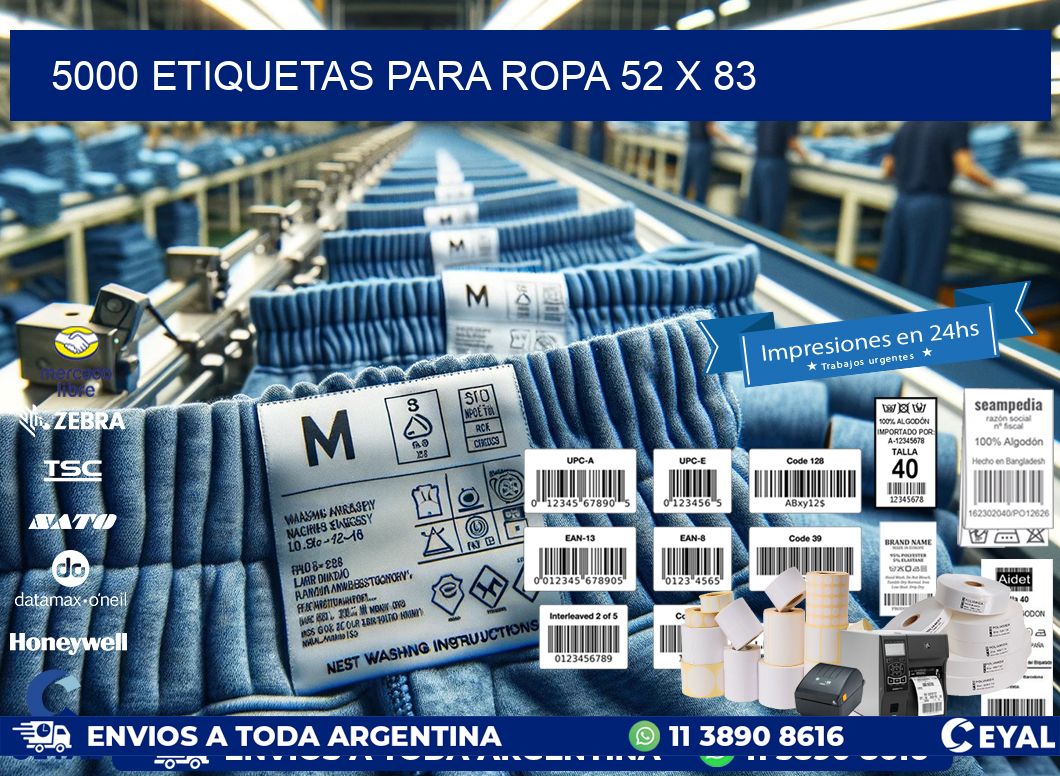 5000 ETIQUETAS PARA ROPA 52 x 83