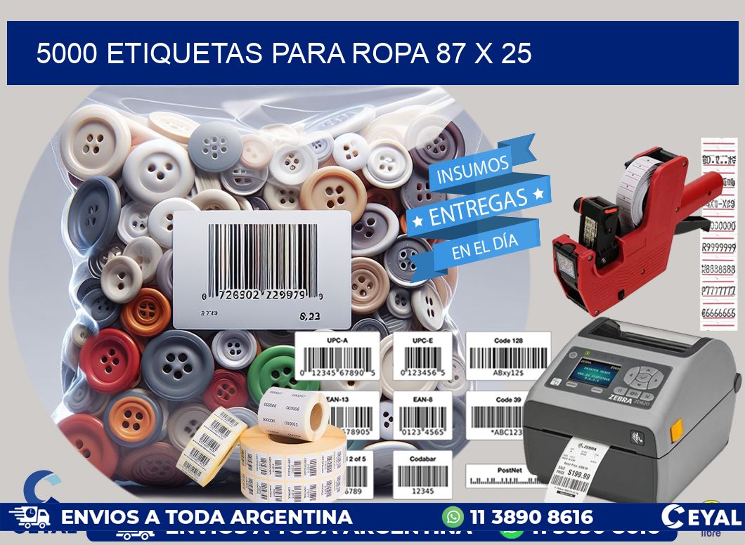 5000 ETIQUETAS PARA ROPA 87 x 25