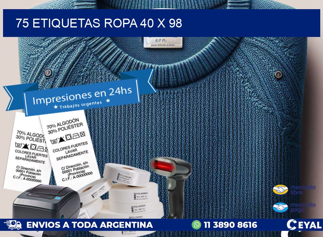 75 ETIQUETAS ROPA 40 x 98