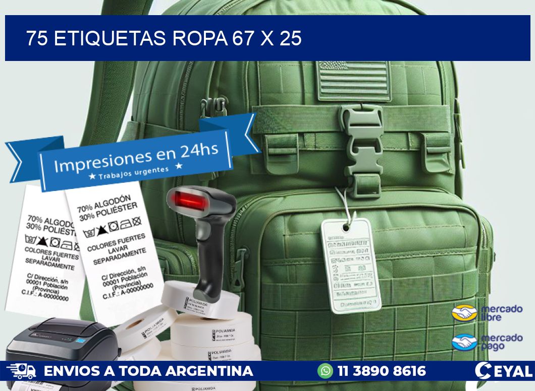 75 ETIQUETAS ROPA 67 x 25
