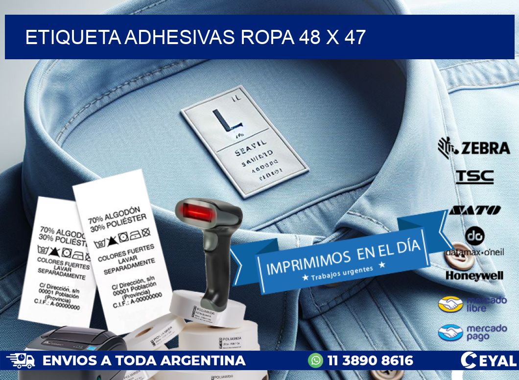 ETIQUETA ADHESIVAS ROPA 48 x 47