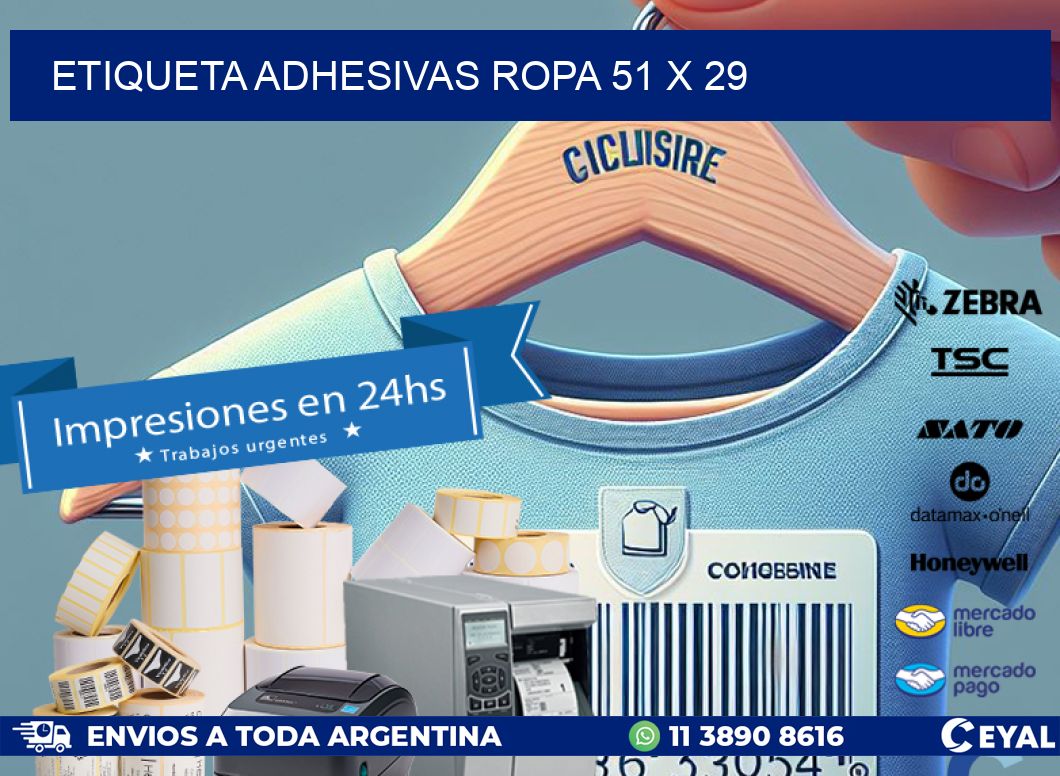 ETIQUETA ADHESIVAS ROPA 51 x 29
