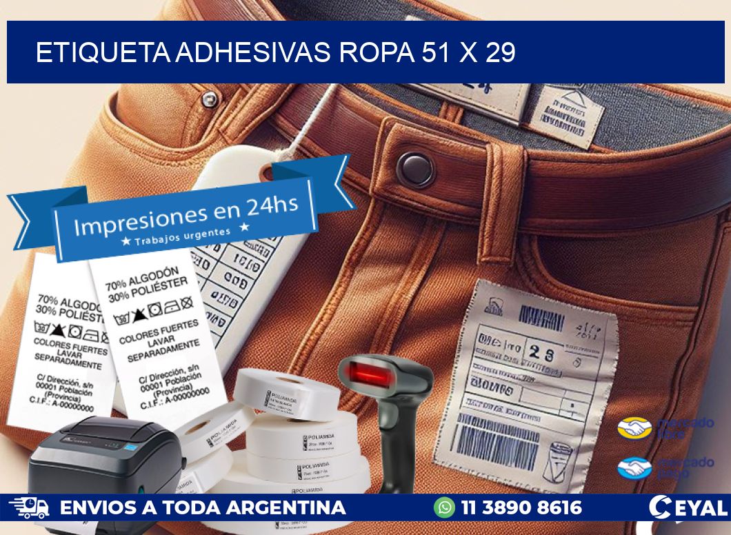 ETIQUETA ADHESIVAS ROPA 51 x 29