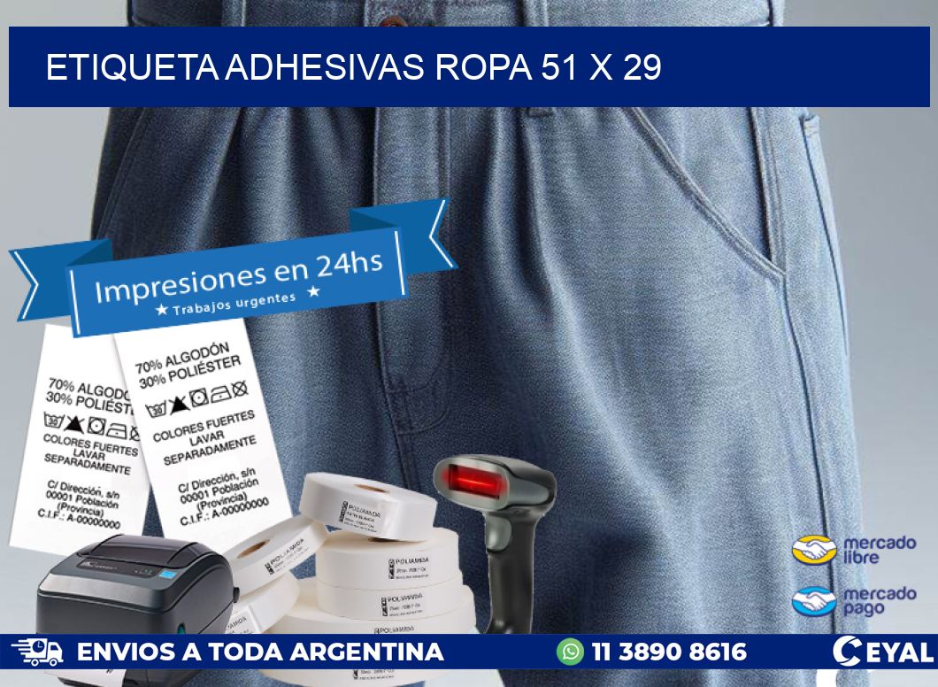 ETIQUETA ADHESIVAS ROPA 51 x 29