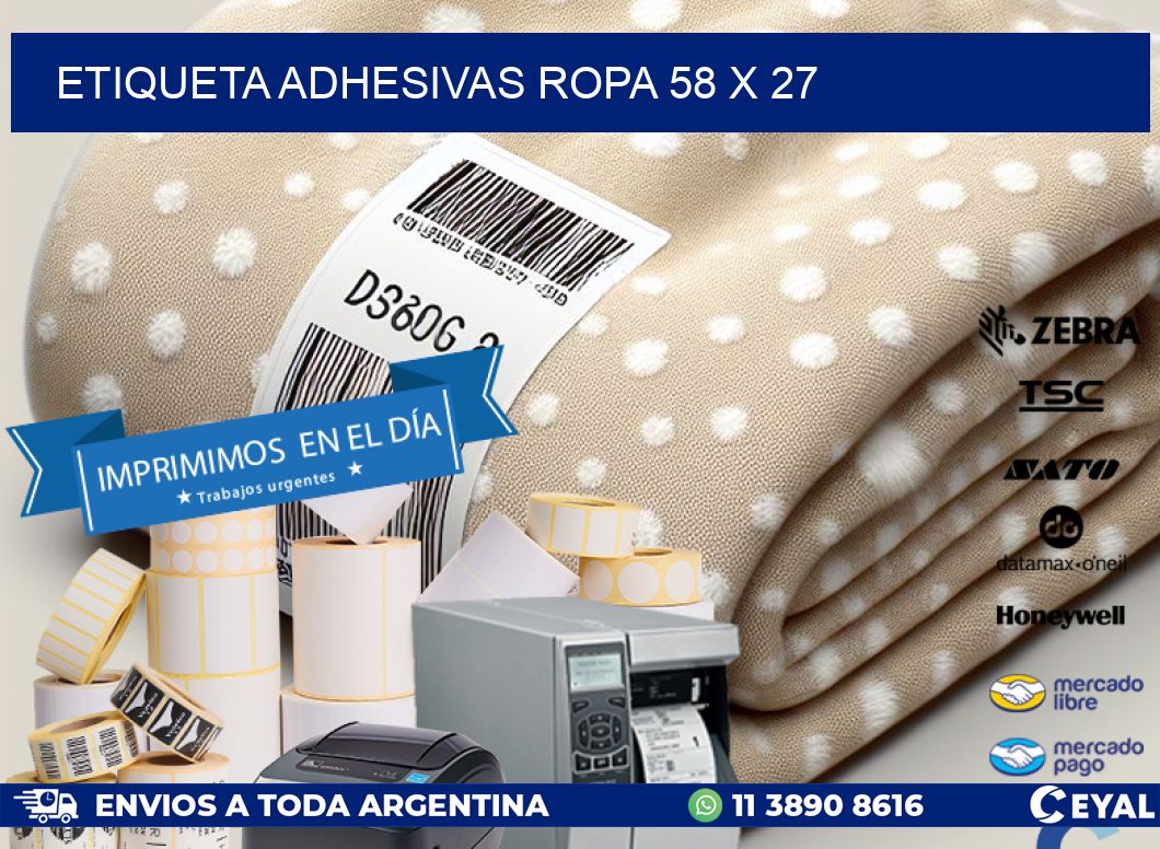ETIQUETA ADHESIVAS ROPA 58 x 27
