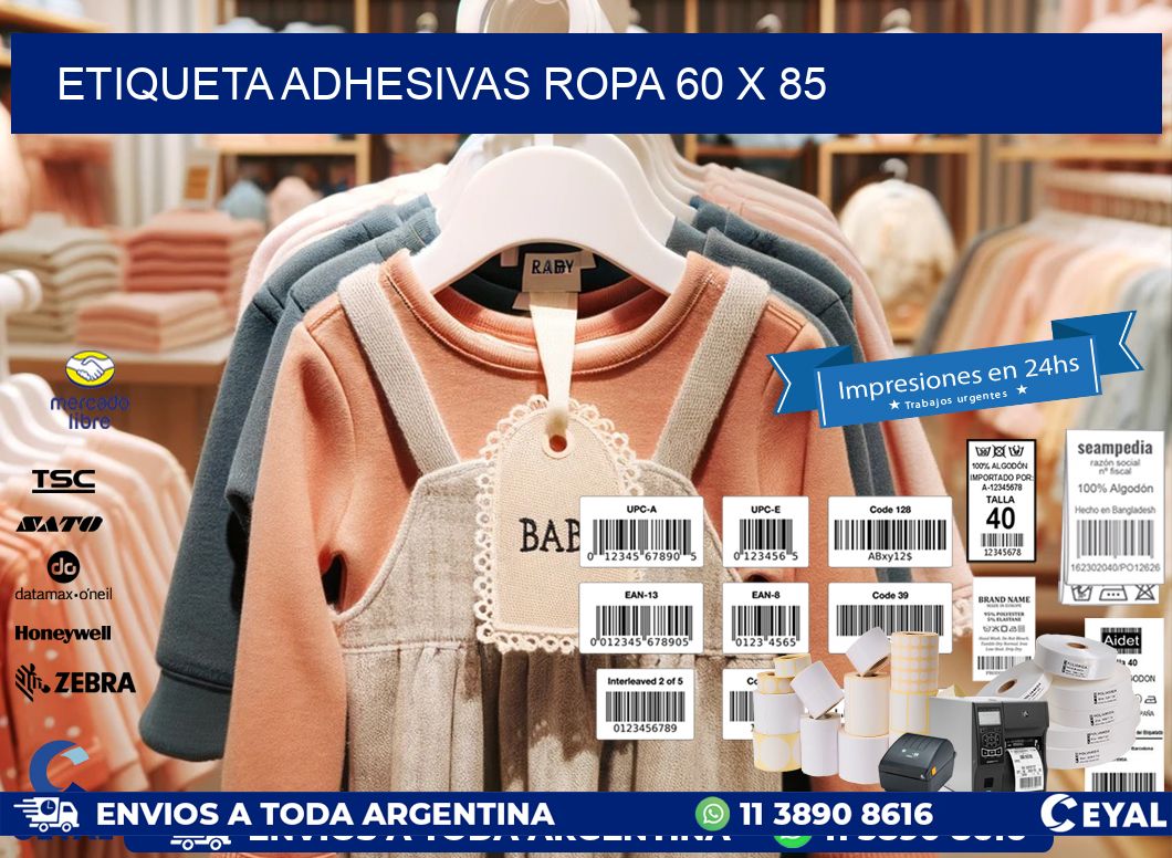 ETIQUETA ADHESIVAS ROPA 60 x 85