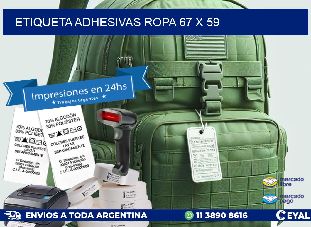 ETIQUETA ADHESIVAS ROPA 67 x 59