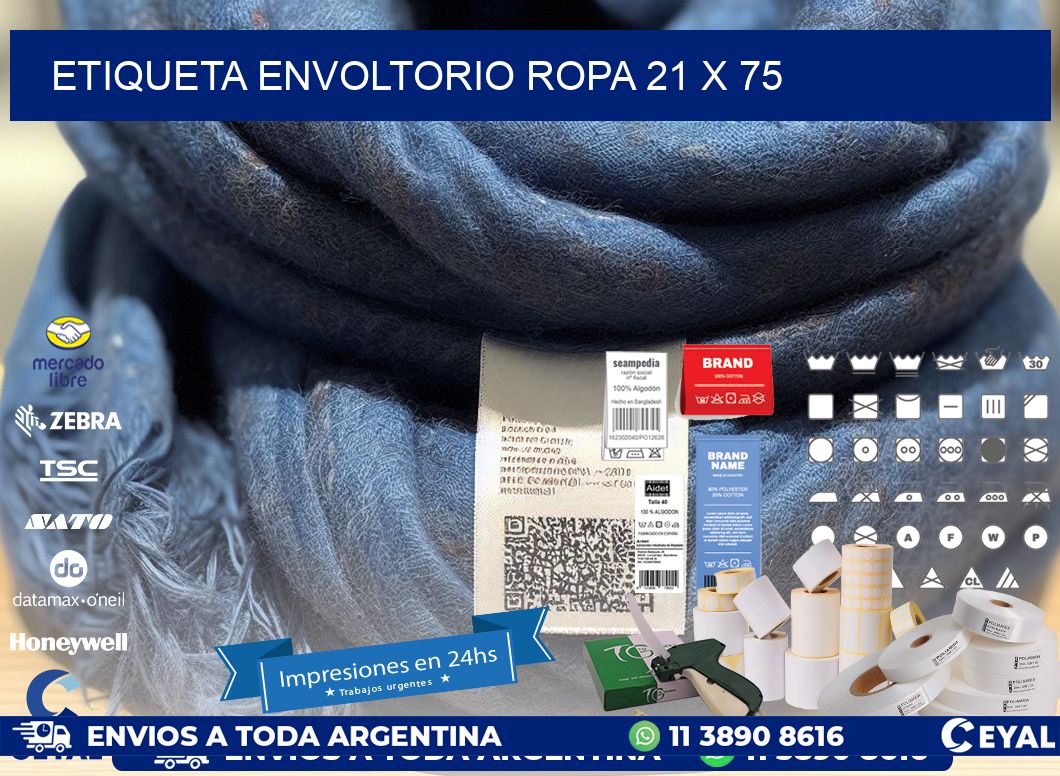 ETIQUETA ENVOLTORIO ROPA 21 x 75