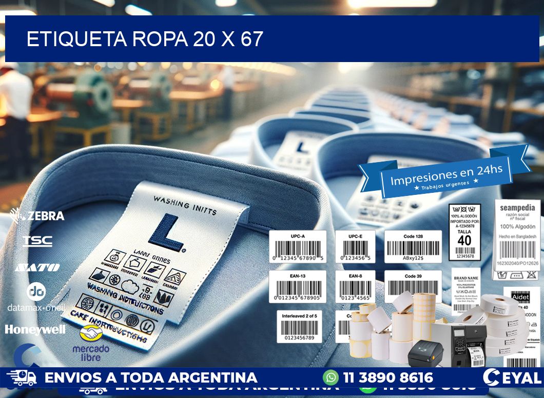 ETIQUETA ROPA 20 x 67