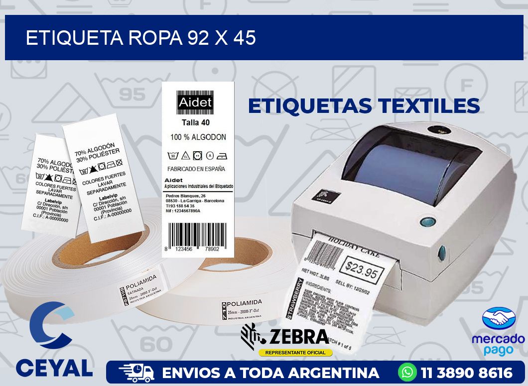 ETIQUETA ROPA 92 x 45