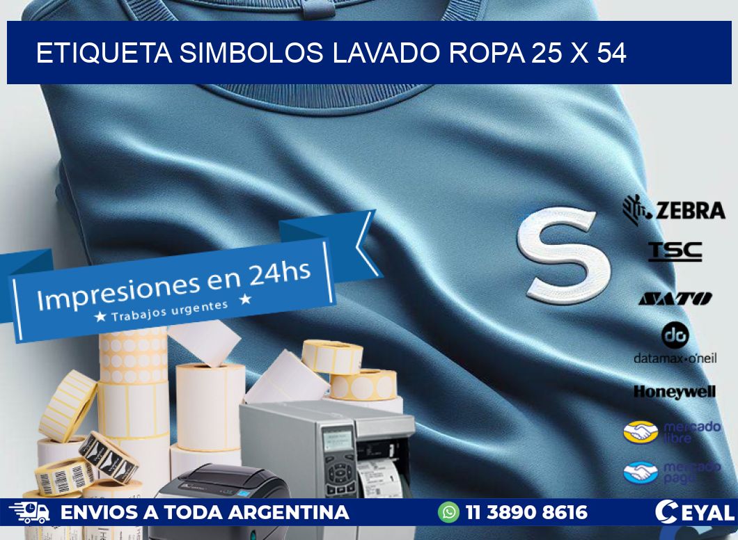 ETIQUETA SIMBOLOS LAVADO ROPA 25 x 54