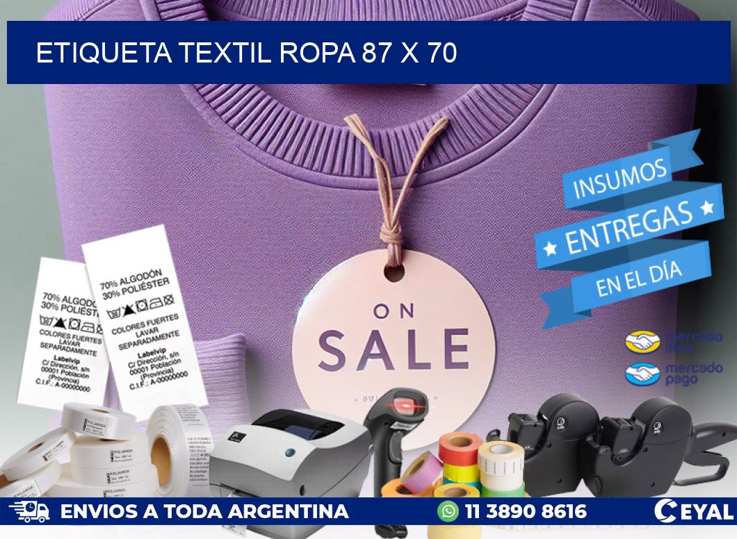 ETIQUETA TEXTIL ROPA 87 x 70