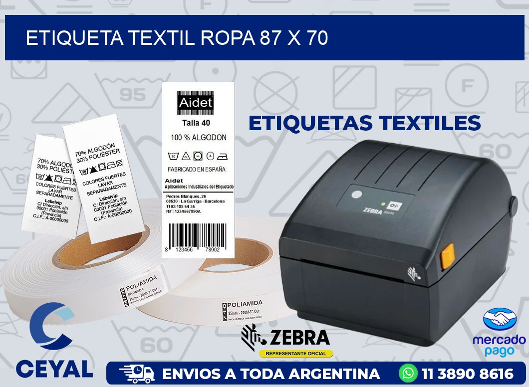 ETIQUETA TEXTIL ROPA 87 x 70