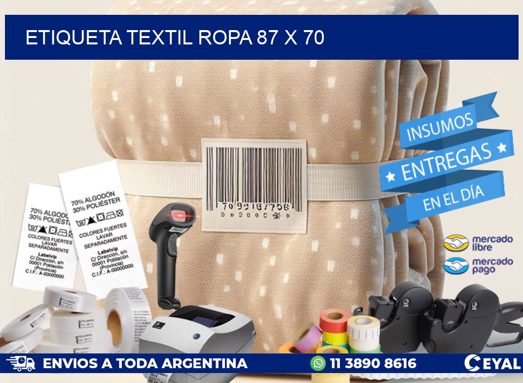 ETIQUETA TEXTIL ROPA 87 x 70