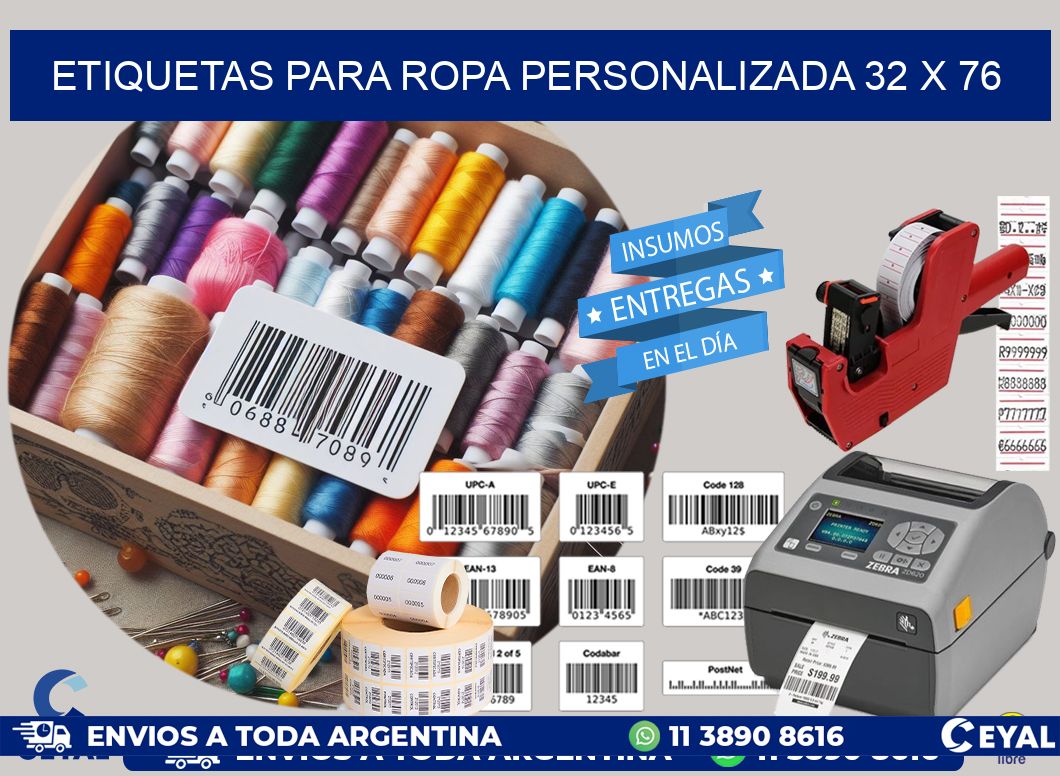 ETIQUETAS PARA ROPA PERSONALIZADA 32 x 76