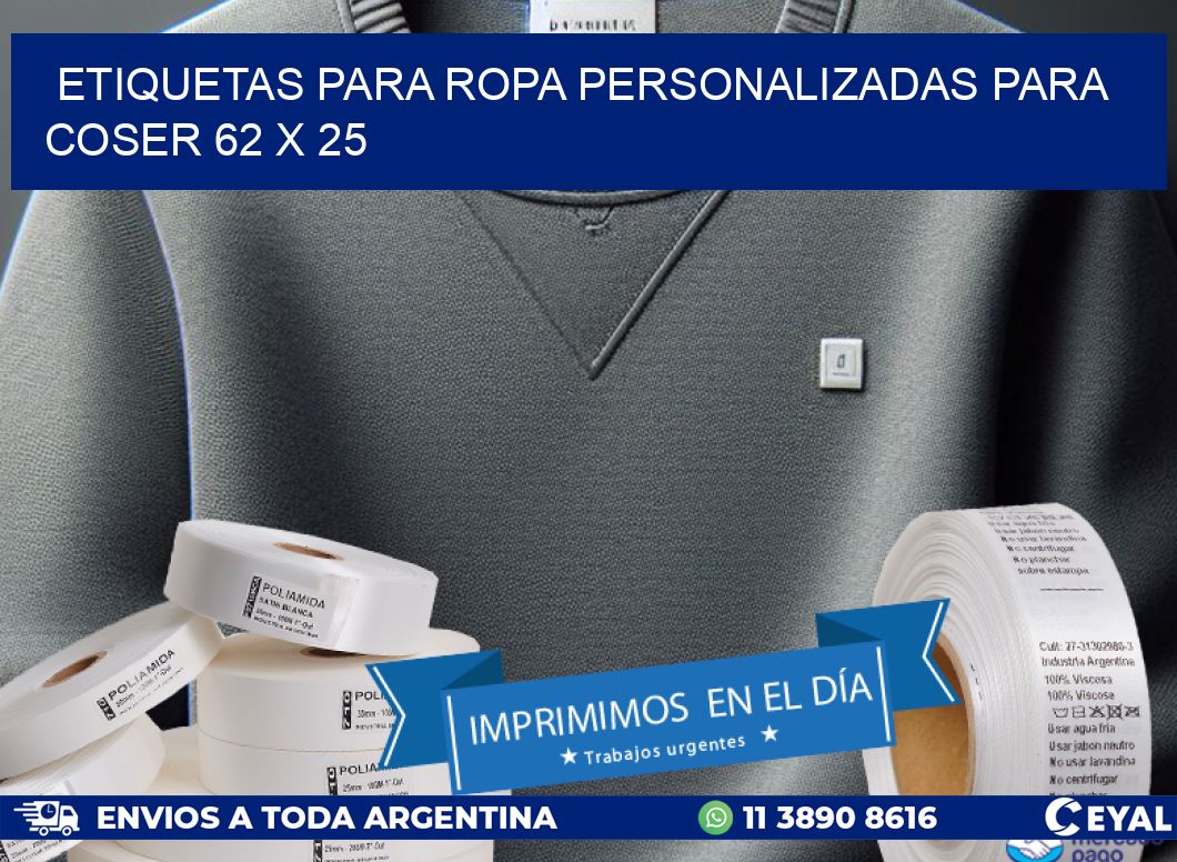 ETIQUETAS PARA ROPA PERSONALIZADAS PARA COSER 62 x 25