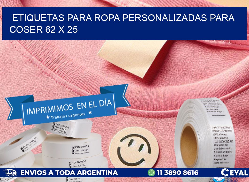 ETIQUETAS PARA ROPA PERSONALIZADAS PARA COSER 62 x 25