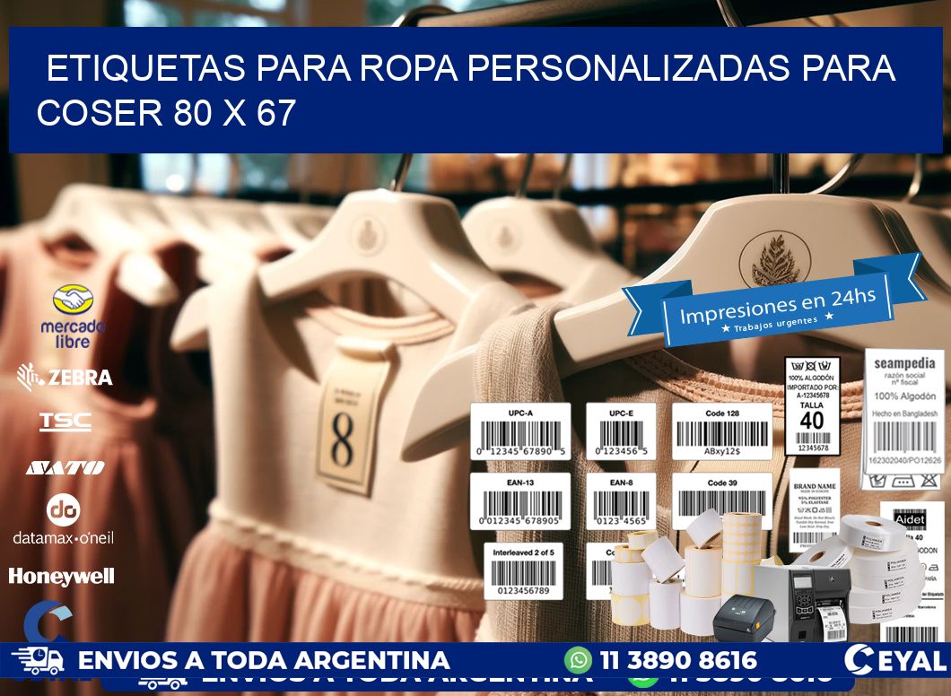 ETIQUETAS PARA ROPA PERSONALIZADAS PARA COSER 80 x 67