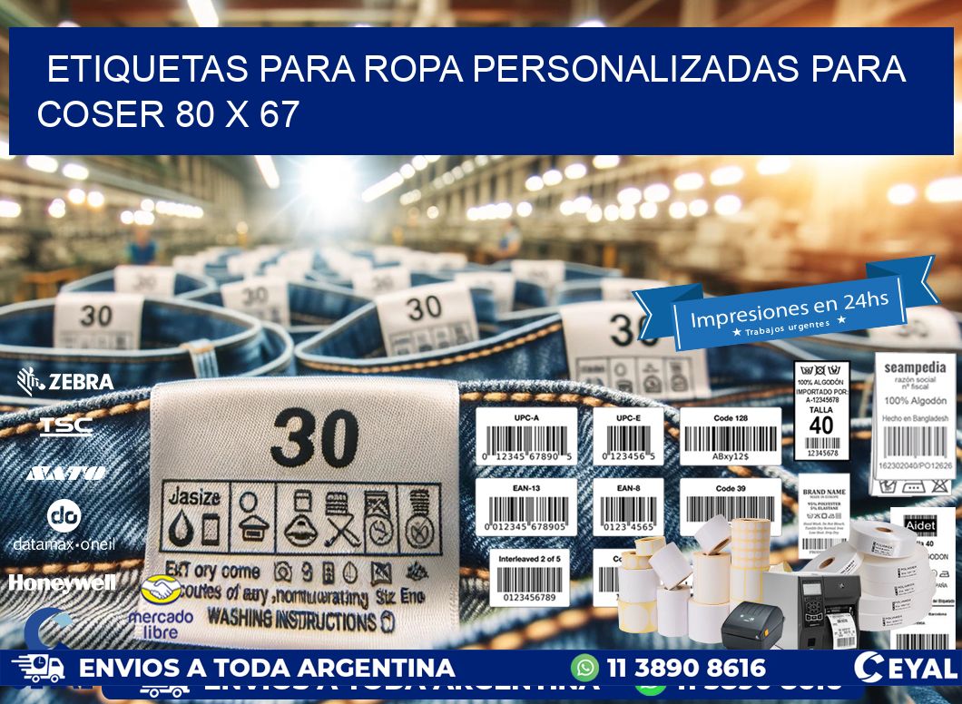 ETIQUETAS PARA ROPA PERSONALIZADAS PARA COSER 80 x 67