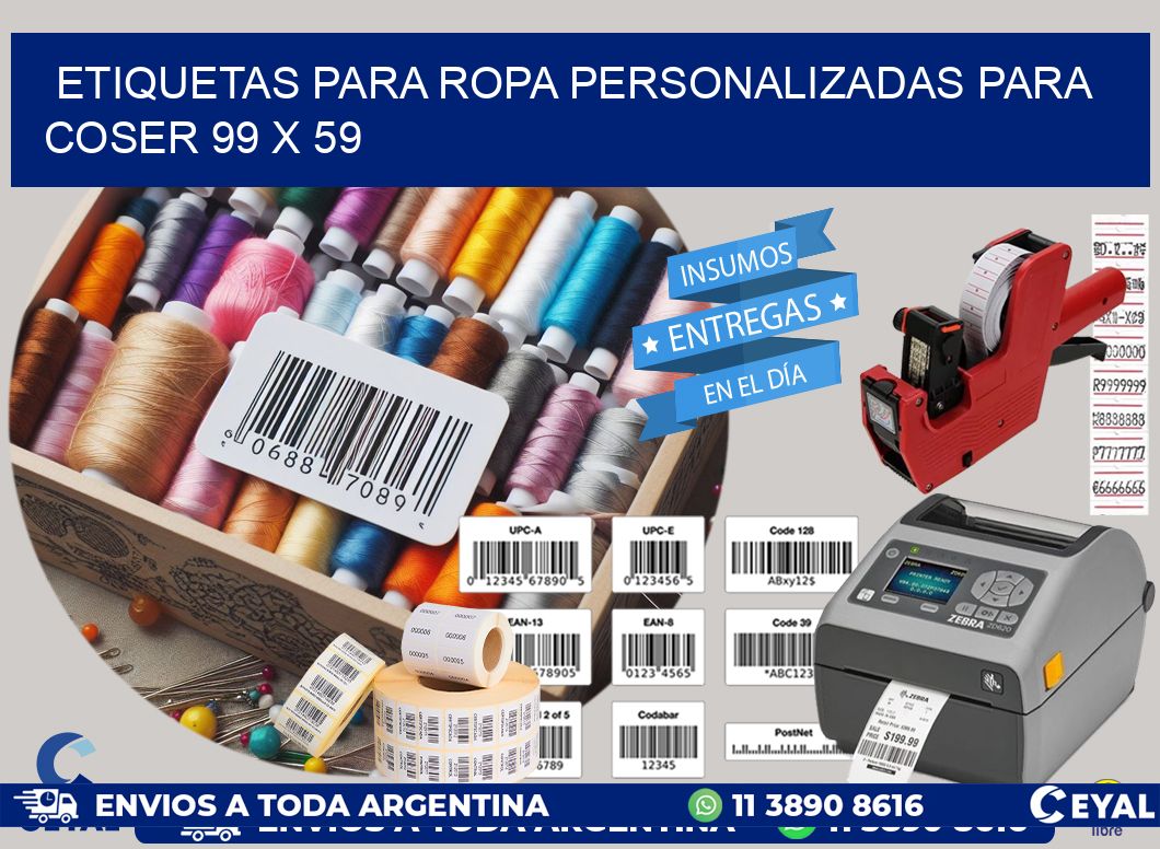 ETIQUETAS PARA ROPA PERSONALIZADAS PARA COSER 99 x 59