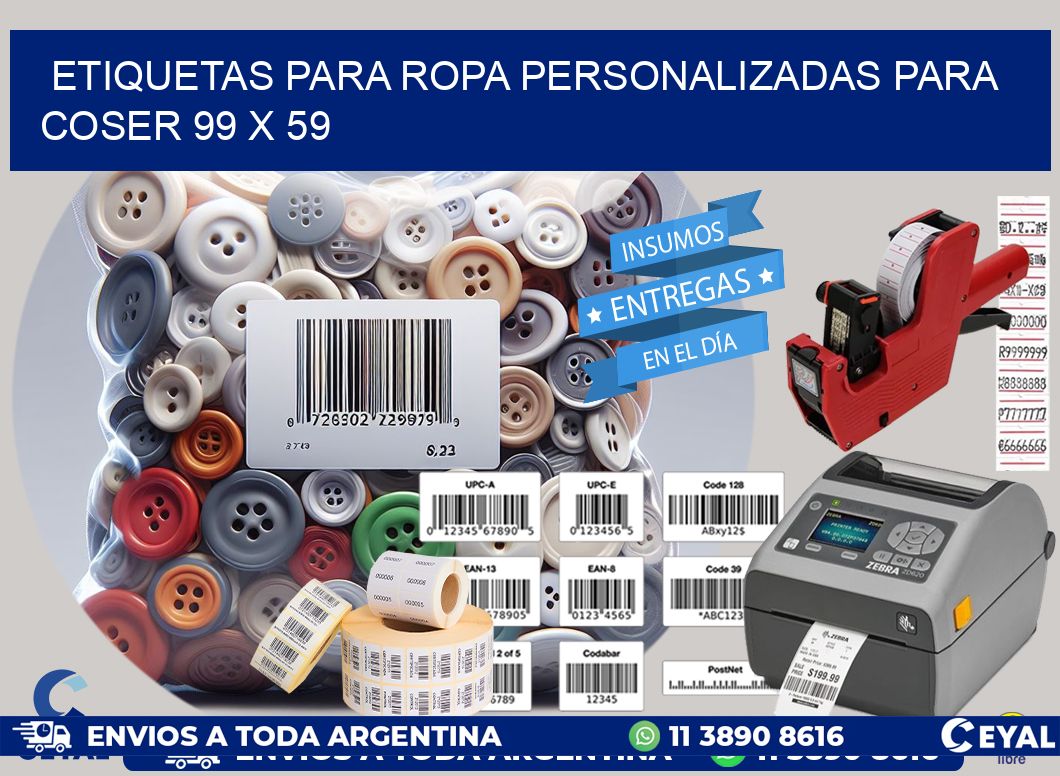 ETIQUETAS PARA ROPA PERSONALIZADAS PARA COSER 99 x 59