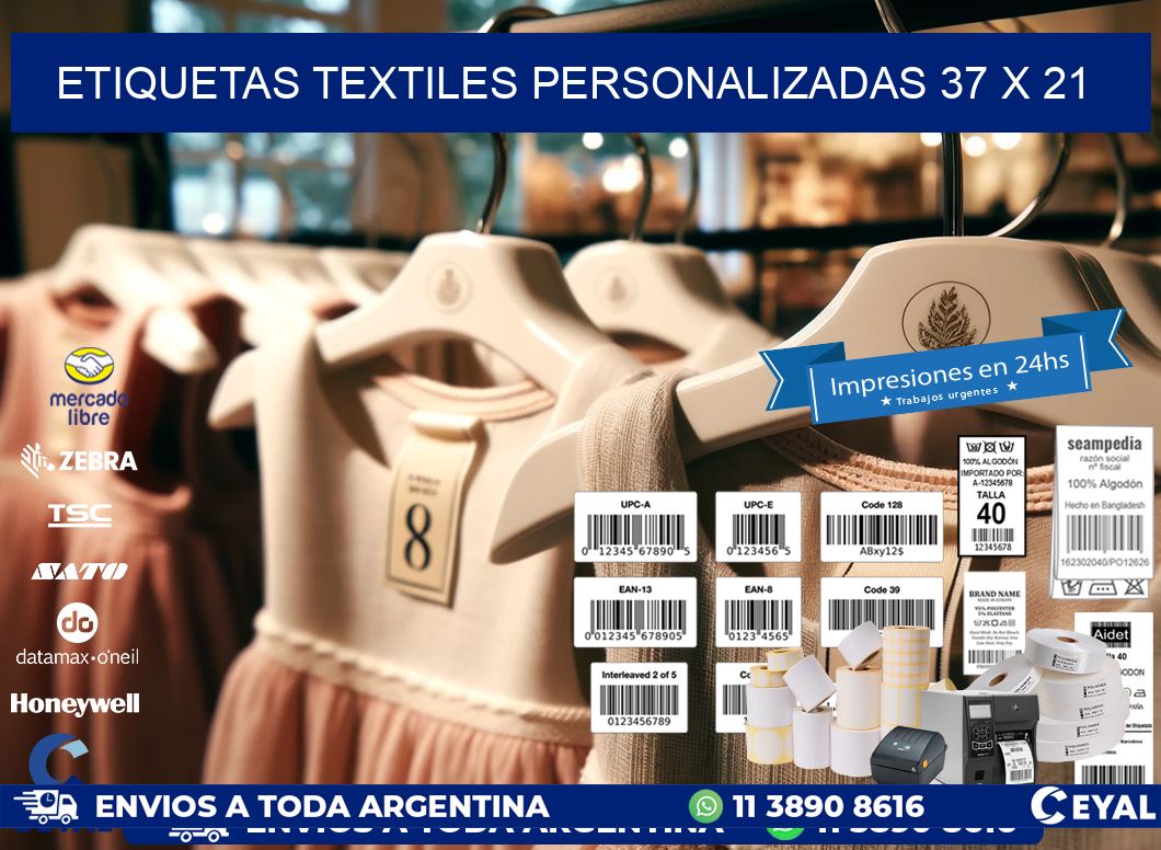 ETIQUETAS TEXTILES PERSONALIZADAS 37 x 21