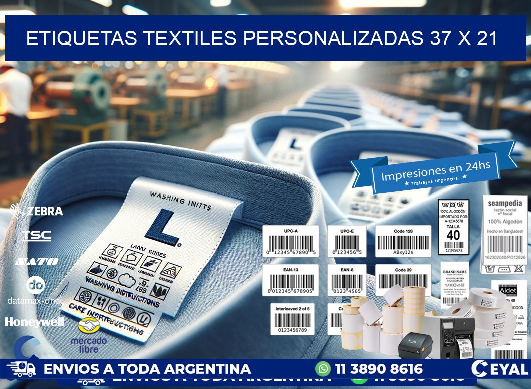 ETIQUETAS TEXTILES PERSONALIZADAS 37 x 21